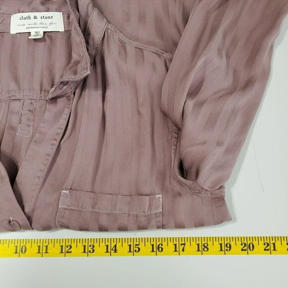 Anthropologie Cloth & Stone Womens Button Front Shirt Size XS Striped Mauve Pink - Picture 7 of 8